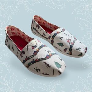 TOMS Save The Children Santa Train Women’s US 7 Classic Slip-On Shoes NWOT